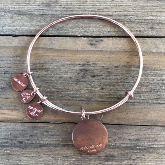 Alex and Ani Black Enamel Crystal Joy Rose Gold Tone Charm Bracelet! EUC - Picture 7 of 10